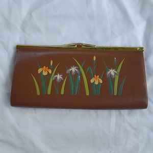 Brown hand painted Floral clutch